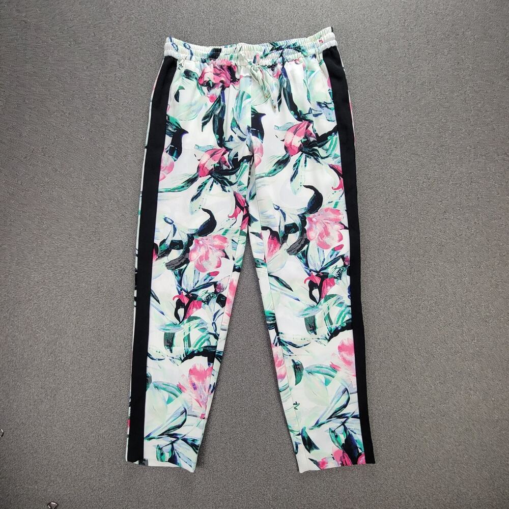 WHBM S Black White Floral Drapey Harem Pants
